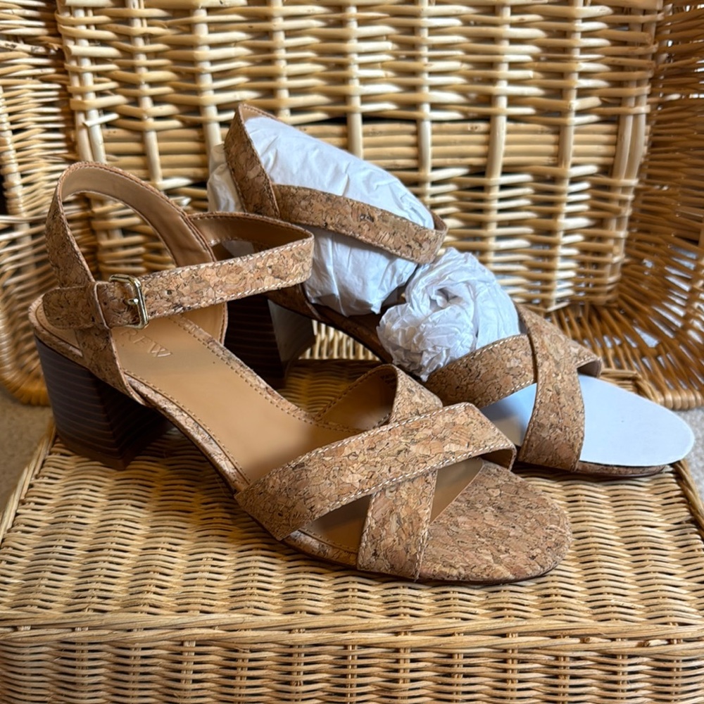 J. Crew Cork Block Heel and Ankle Strap